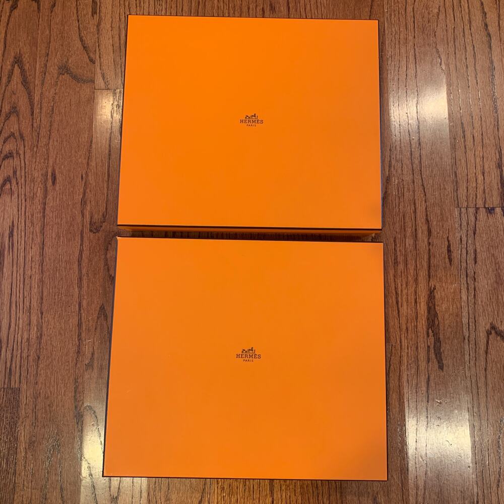 Hermes Gift Storage Boxes (2) | 13.25" x 11.25" x 2" H